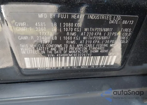2014 Subaru Outback 2.5I Limited from USA, damaged, VIN 4S4BRCMC9E3226740